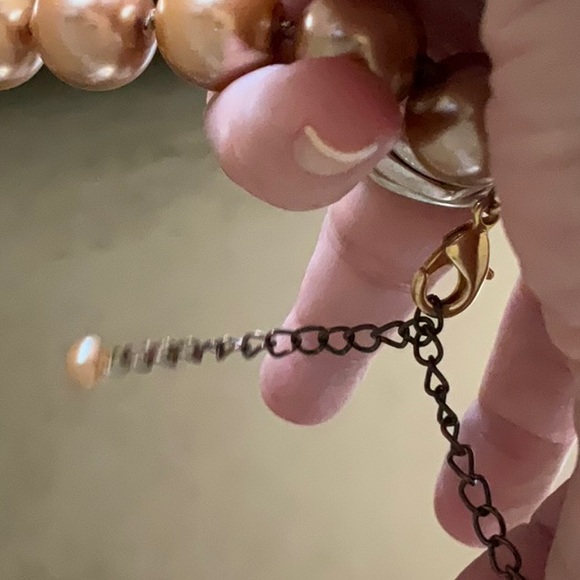 Unsigned Dark Champagne Gold Tone Knotted Faux Pearl Necklace Classic - Picture 16 of 16